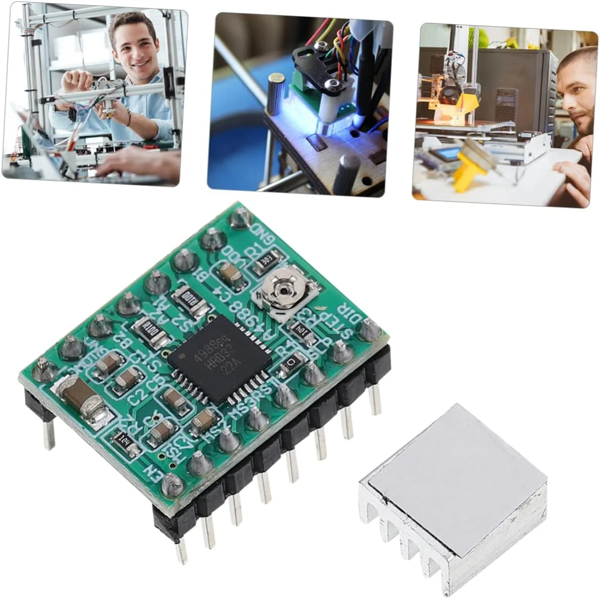 jojofuny بسته 12 عددی ماژول درایور موتور پله ای، درایور با راندمان بالا برای پرینترها، عملکرد کم صدا، حالت میرایی خودکار برای کاربردهای CNC