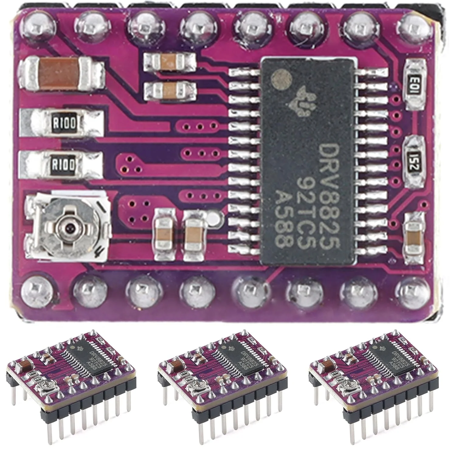 ماژول درایور موتور پله ای DRV8825، سه عددی، برای پرینتر سه بعدی CNC RepRap RAMPS 1.4 سازگار با آردوینو StepStick