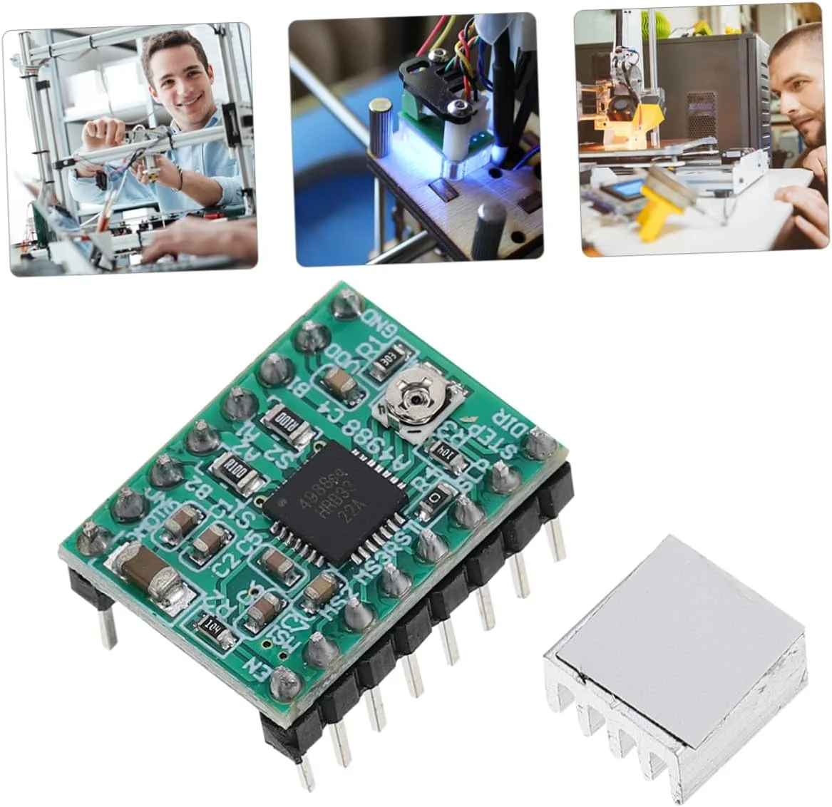 ماژول درایور موتور پله ای 4 عددی برای پرینترها، کنترل موتور پله ای سبز با خاموش شدن حرارتی، خروجی RDS کم و تشخیص میرایی خودکار
