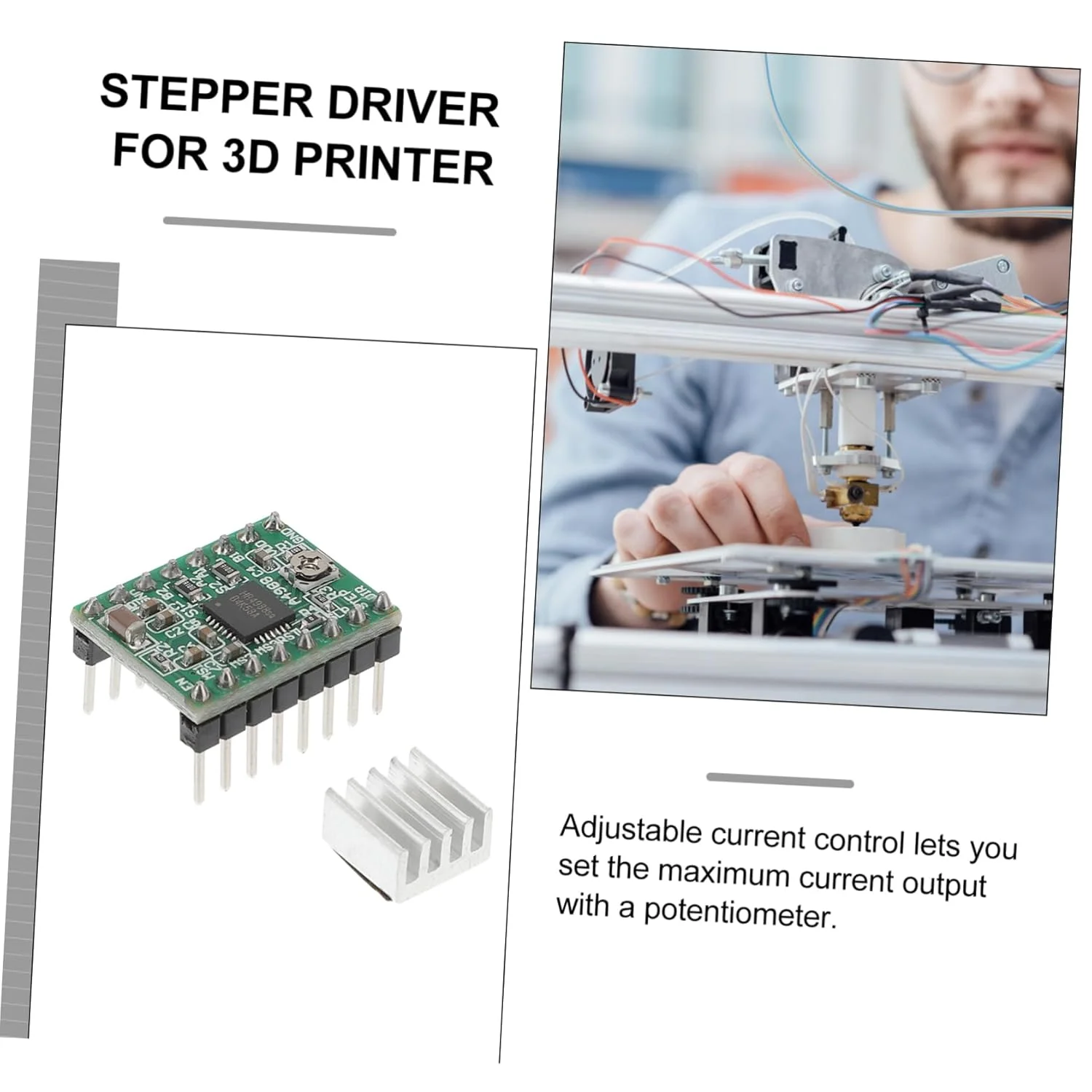 ۵ عدد ماژول درایور موتور پله ای به همراه هیت سینک برای برد کنترلر موتور پله ای پرینتر