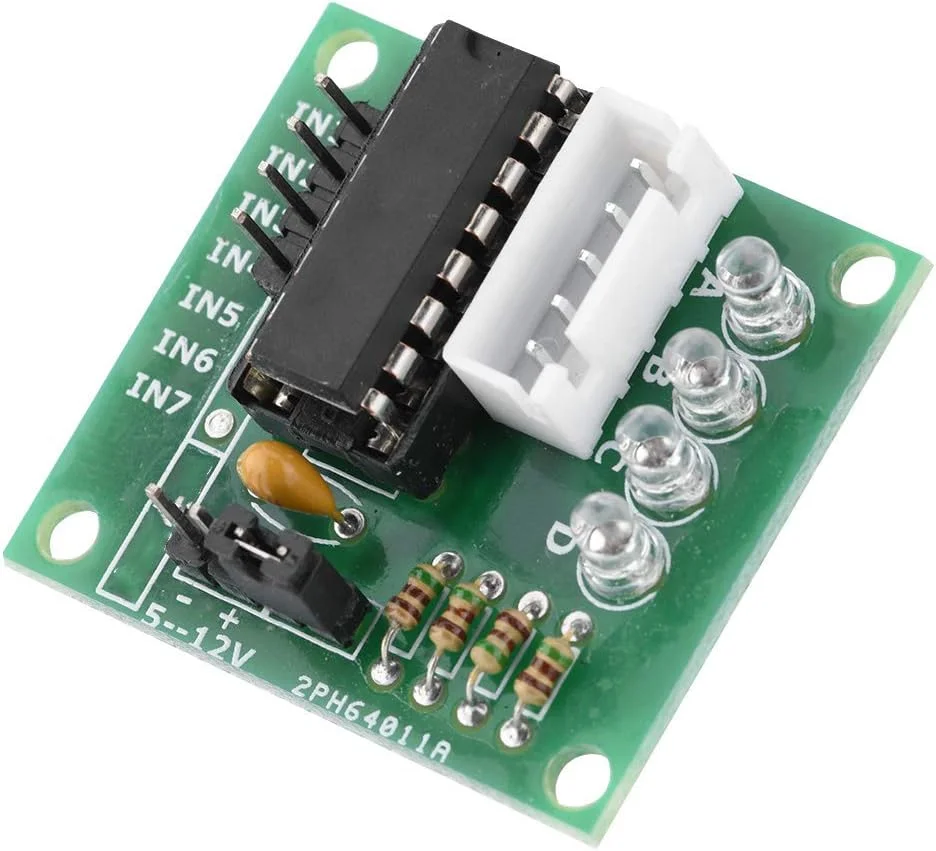 برد درایور ULN2003 برای موتور پله‌ای 4 فاز، 5 عدد، با رابط توسعه خروجی افزایش یافته، نشانگرهای وضعیت LED، سوکت