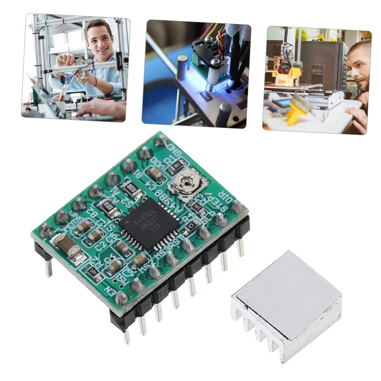 ماژول درایور موتور پله ای A4988 بسته 4 عددی، درایور 1 آمپری برای ماژول کنترل پرینترهای سه بعدی برای درایو موتور پله ای