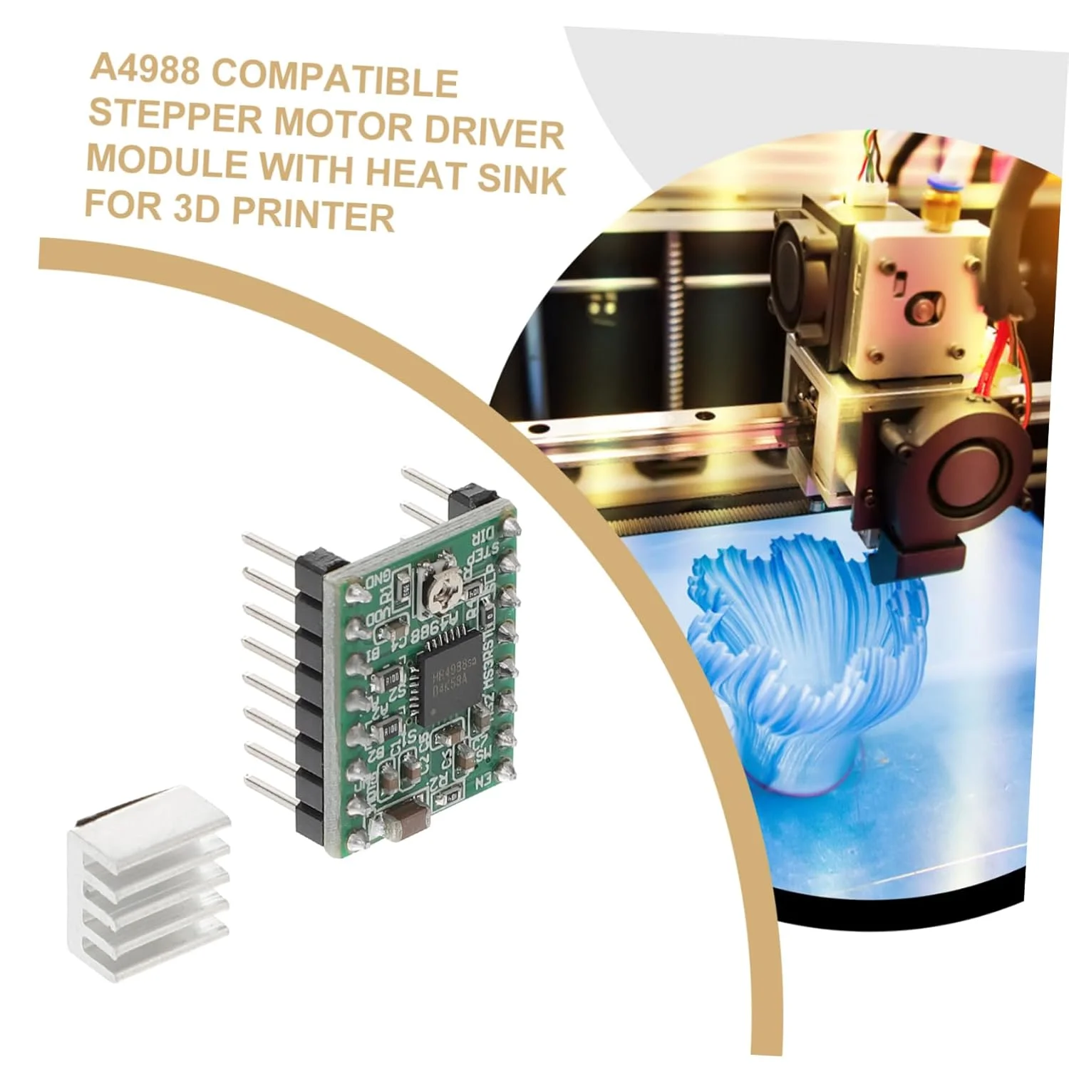 ماژول درایور موتور پله ای سازگار با پرینتر سه بعدی IMIKEYA به همراه هیت سینک A4988 DC