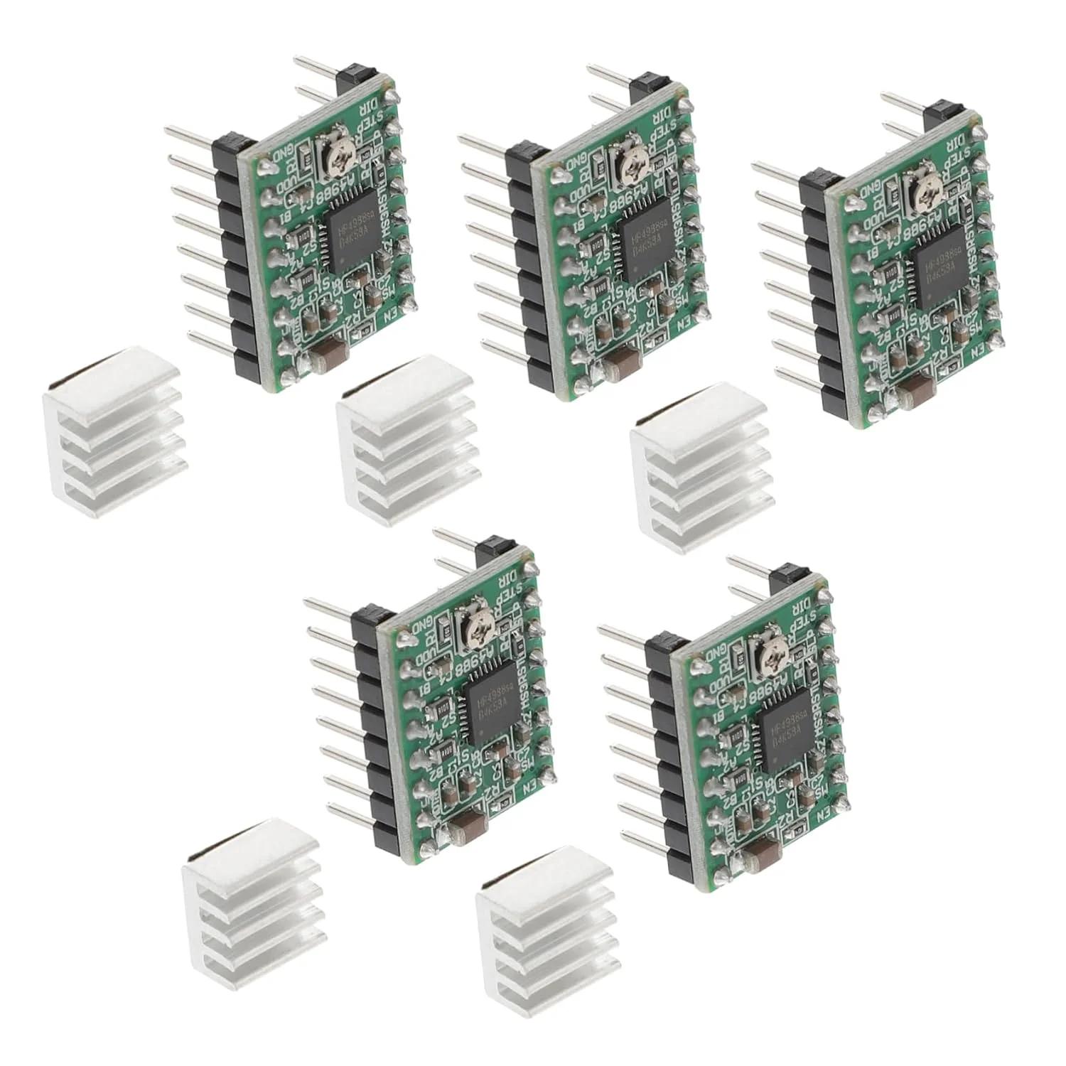 ماژول درایور موتور پله ای 5 عددی با هیت سینک، کنترل پرینترها و دستگاه های CNC با رزولوشن های مختلف، طراحی فشرده برای نصب آسان