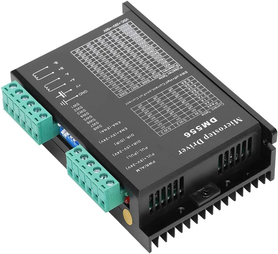 درایور موتور پله ای HURRISE DM556، درایور موتور پله ای 42/57 DM556 برای پرینتر سه بعدی 24-50VDC نویز کم فرکانس ورودی پالس 200 کیلوهرتز