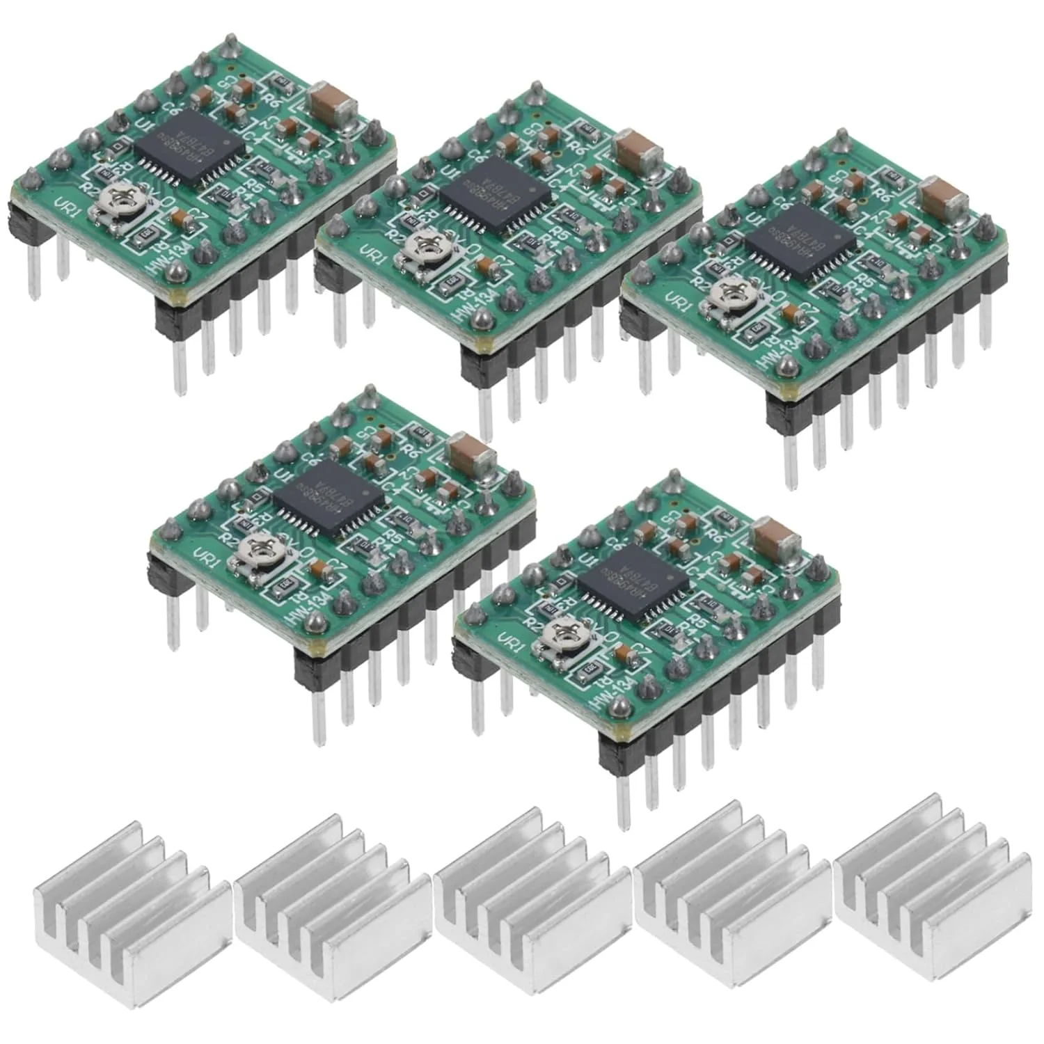 5 عدد ماژول درایور موتور پله ای پرینتر با هیت سینک کاربرد گسترده ماشین های CNC ویژگی های حفاظتی