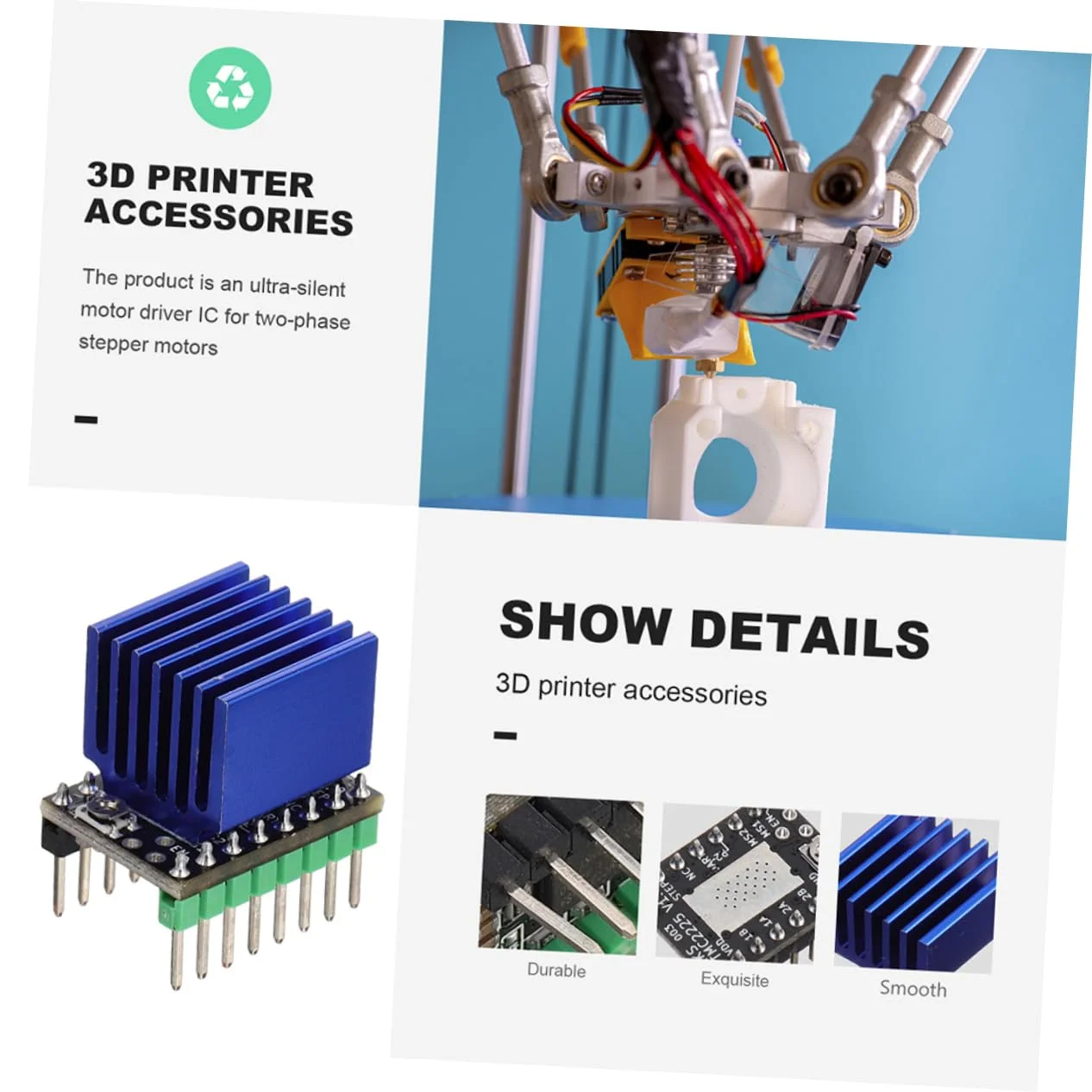 5 عدد ماژول درایور موتور پله ای TMC2225، جایگزین 256 میکرو استپینگ برای پرینترهای سه بعدی، برد کنترل کم صدا سازگار با TMC2208