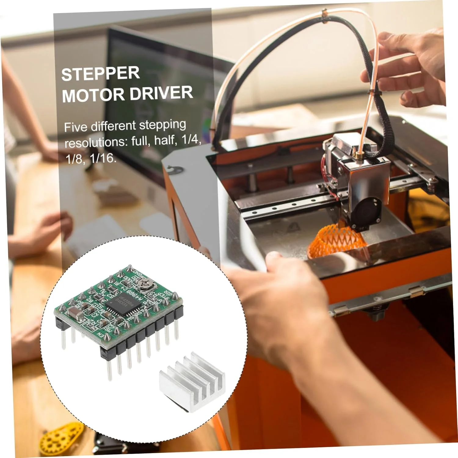 5 عدد ماژول استپر با کنترل و هیت سینک برای پرینتر، پنج رزولوشن پله ای برای دستگاه های CNC و رباتیک