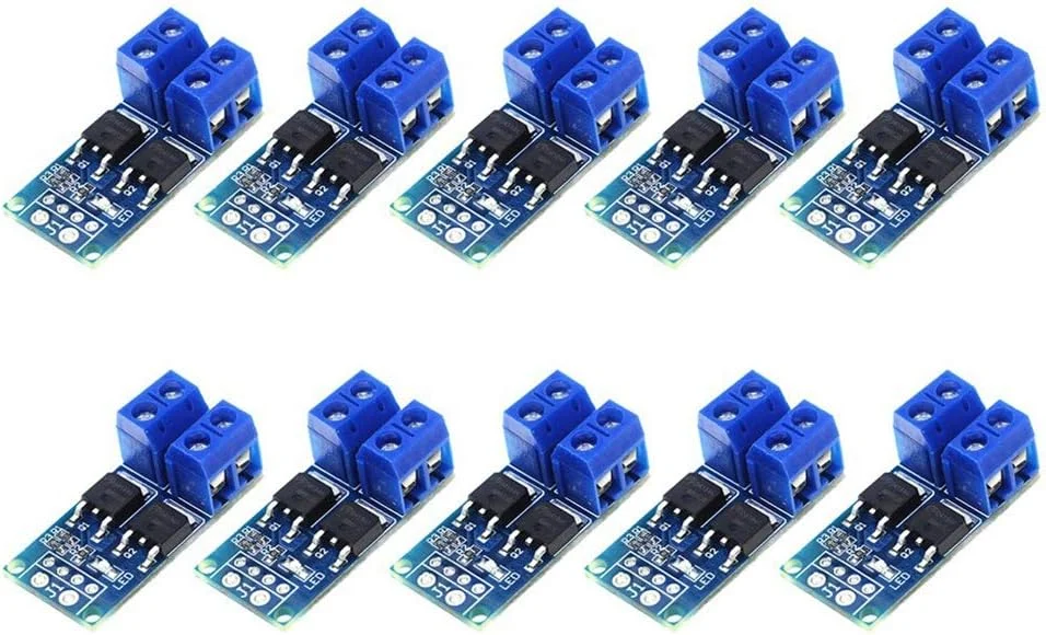 ماژول درایور سوئیچ ماسفت MOS FET با 10 عدد 5V-36V 15A (حداکثر 30A)، پنل کنترل رگولاتور PWM 0-20 کیلوهرتز