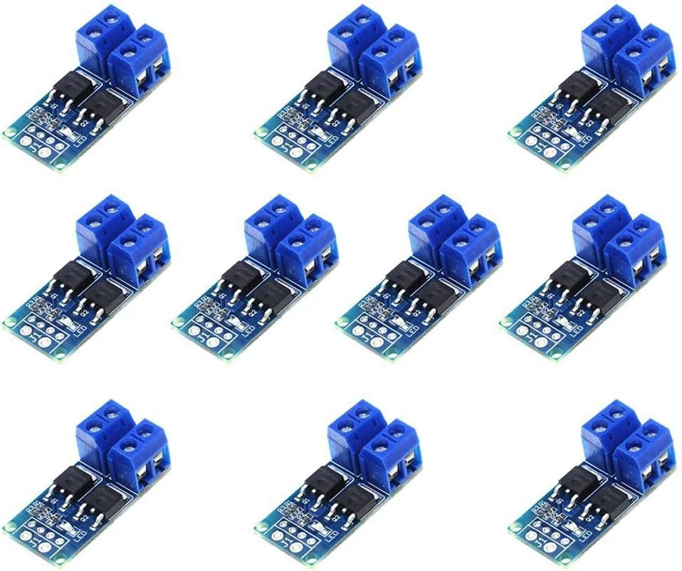 ماژول درایور سوئیچ ماسفت MOS FET با 10 عدد 5V-36V 15A (حداکثر 30A)، پنل کنترل رگولاتور PWM 0-20 کیلوهرتز