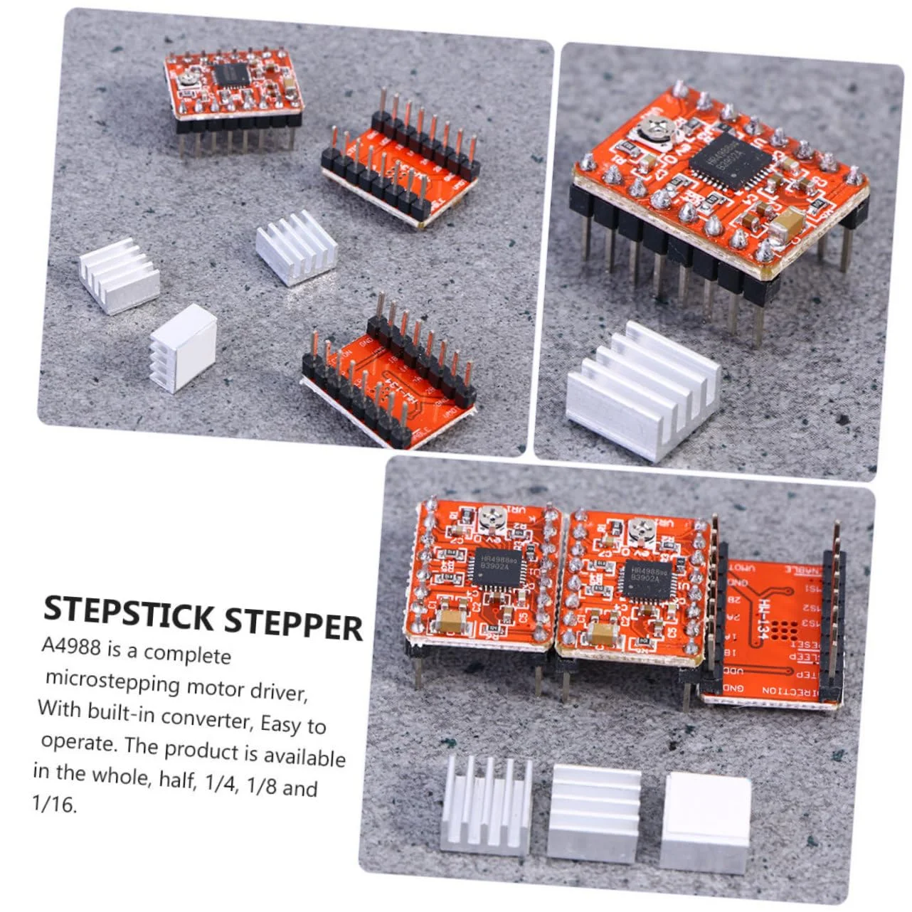 5 عدد ماژول درایور موتور پله ای با هیت سینک برای لوازم جانبی چاپگر، عملکرد فوق العاده بی صدا، محافظت در برابر دمای بیش از حد