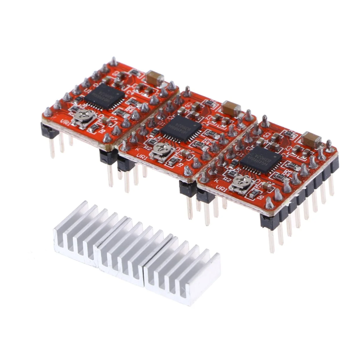 3 عدد ماژول درایور موتور پله ای A4988 به همراه هیت سینک برای درایورهای پرینتر سه بعدی سازگار با Reprap و دستگاه های حکاکی