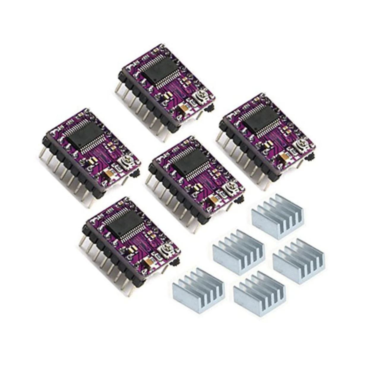 5 عدد ماژول درایور موتور پله ای برای پرینتر Reprap PCB با هیت سینک و رابط مستقیم