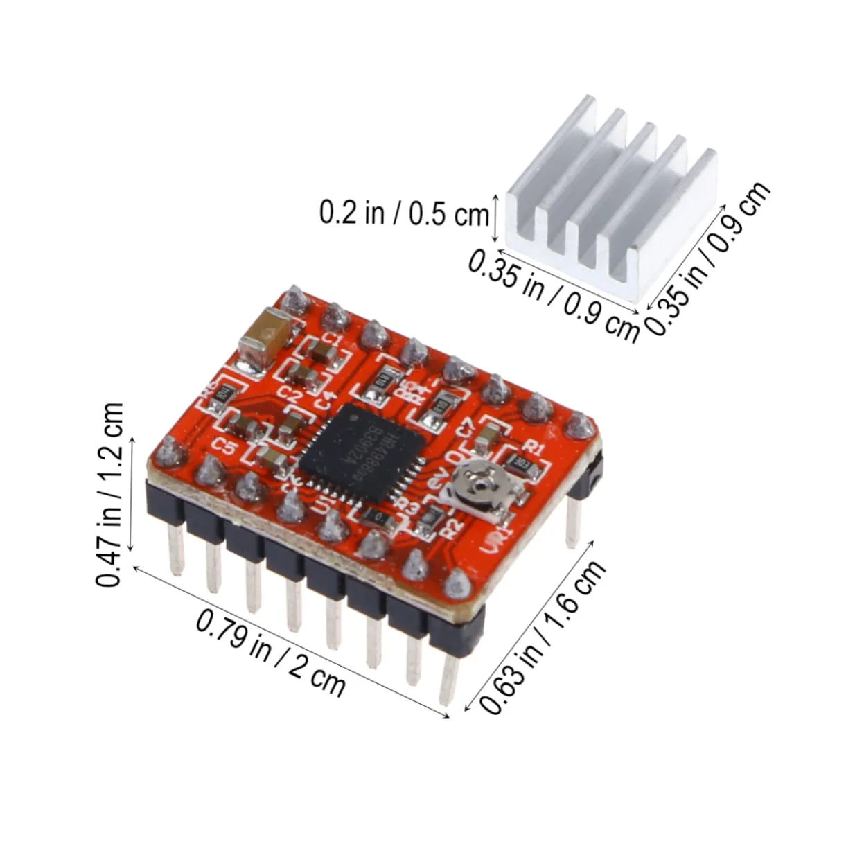 3 عدد ماژول درایور موتور پله ای A4988 به همراه هیت سینک برای درایورهای پرینتر سه بعدی سازگار با Reprap و دستگاه های حکاکی