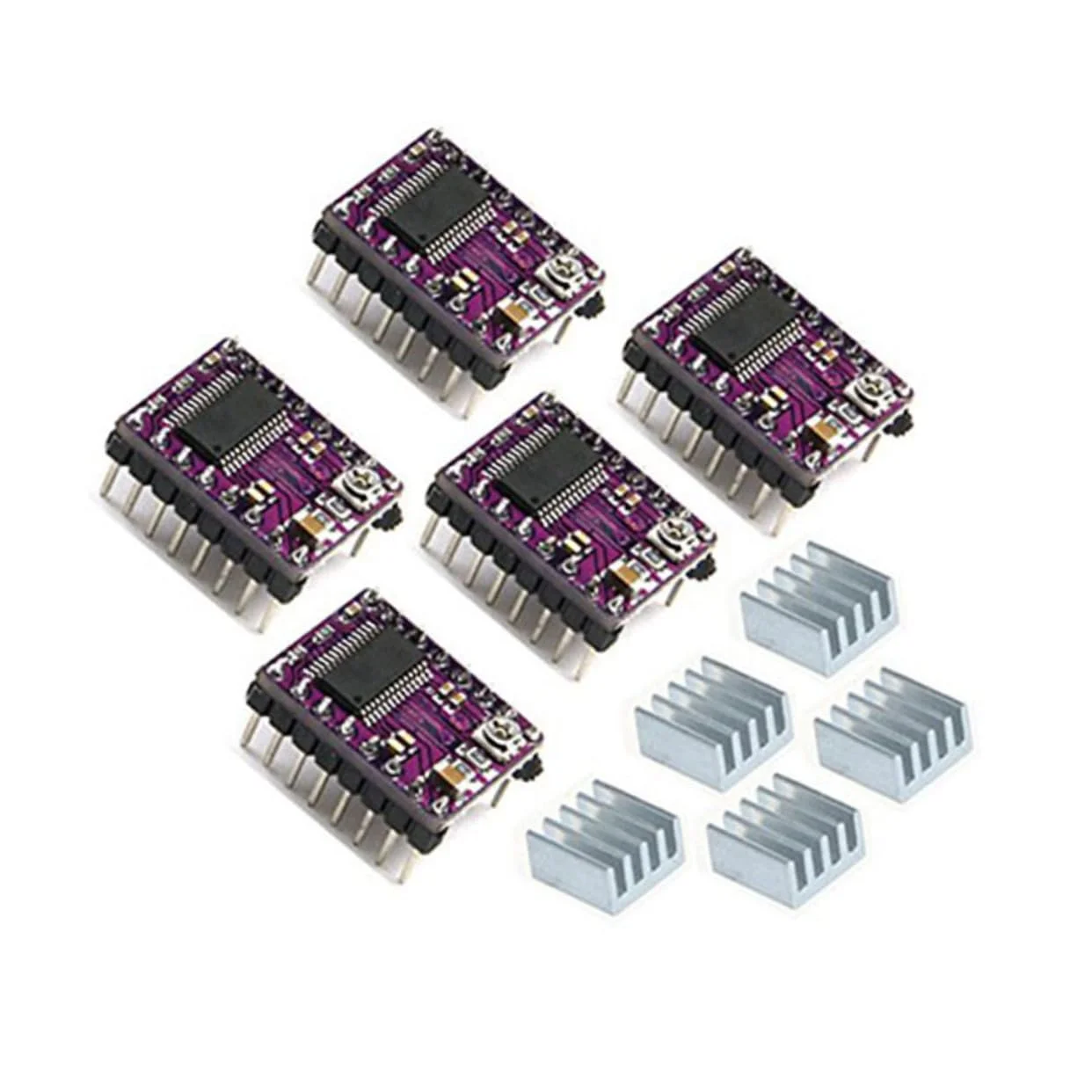 5 عدد ماژول درایور موتور پله ای برای پرینتر Reprap PCB با هیت سینک و رابط مستقیم