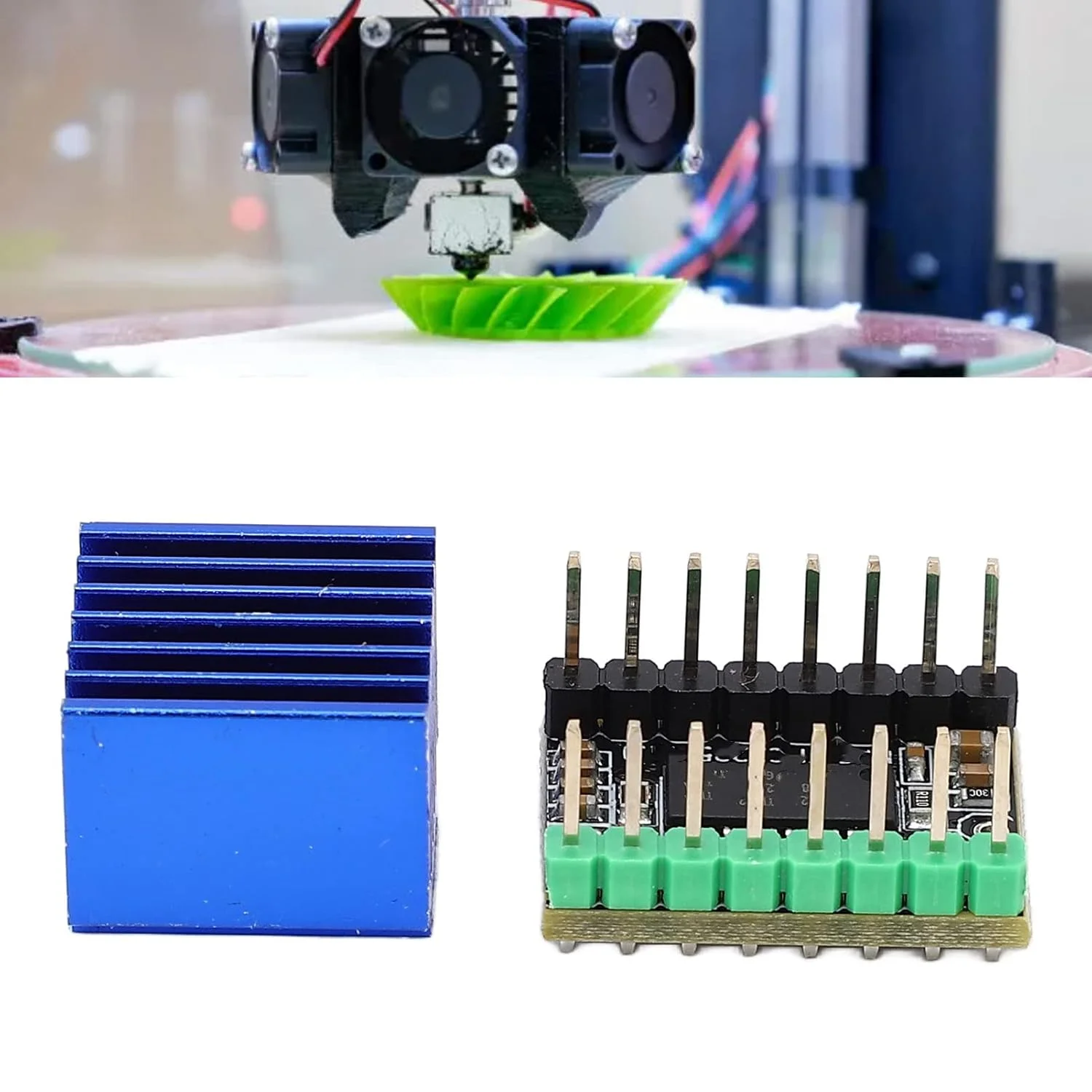 برد درایور موتور پله ای TMC2225 MKS با هیت سینک، ماژول درایور موتور بی صدا برای پرینتر سه بعدی