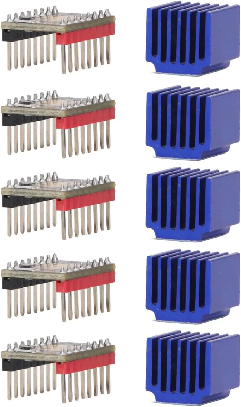 درایور موتور پله ای TMC2209 فوق العاده بی صدا با عملکرد بالا 2.5 آمپر UART Nema17 به همراه هیت سینک، مناسب برای پرینتر سه بعدی و دستگاه CNC - 5 عدد