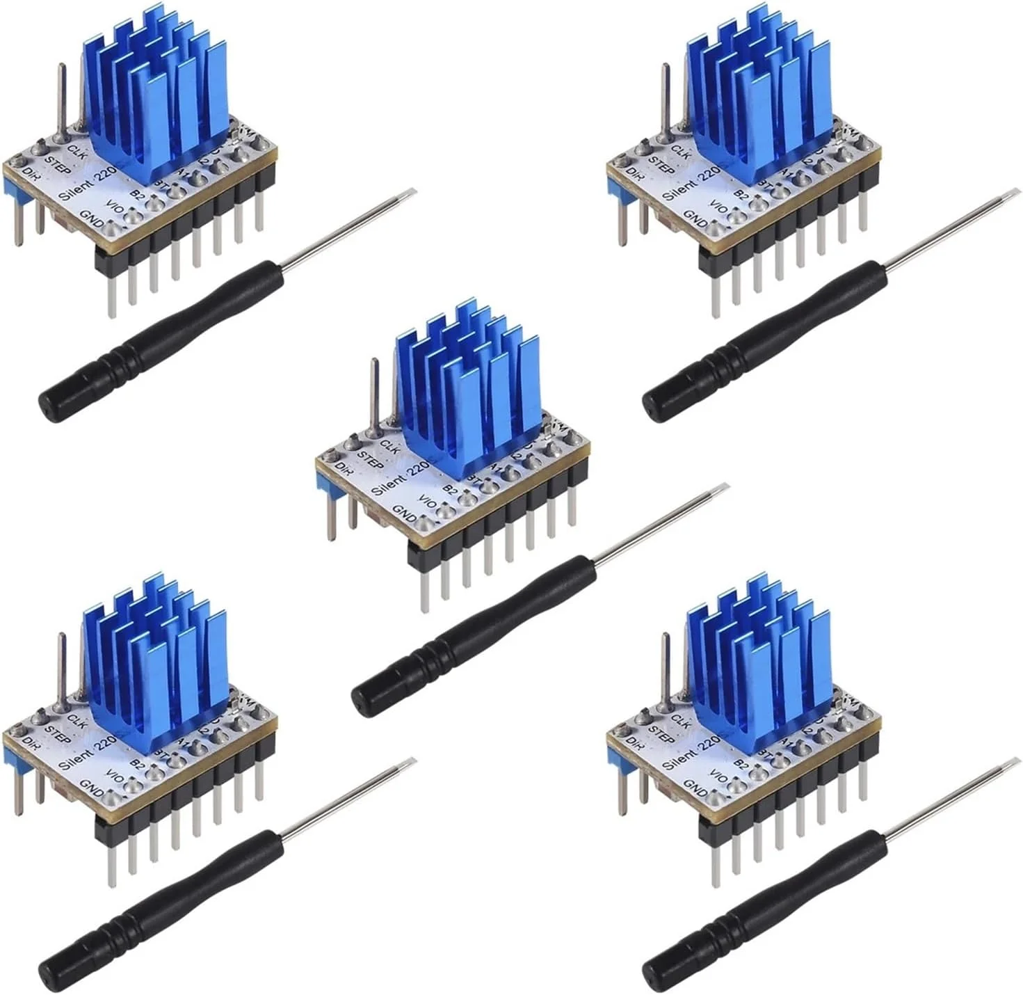 درایور موتور پله ای TMC2209 V3.0 برای پرینتر سه بعدی به همراه هیت سینک، جریان 2.8 آمپر پیک برای رمپز 1.4