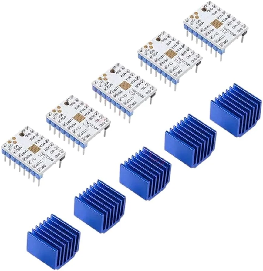 ماژول درایور استپر TMC2208 V1.2 با هیت سینک برای بردهای کنترلر پرینتر سه بعدی Ramps1.4 MKS Gen Mega I3 Ender-3، مدل جدید 2025 با کیفیت بالا (5 عدد)