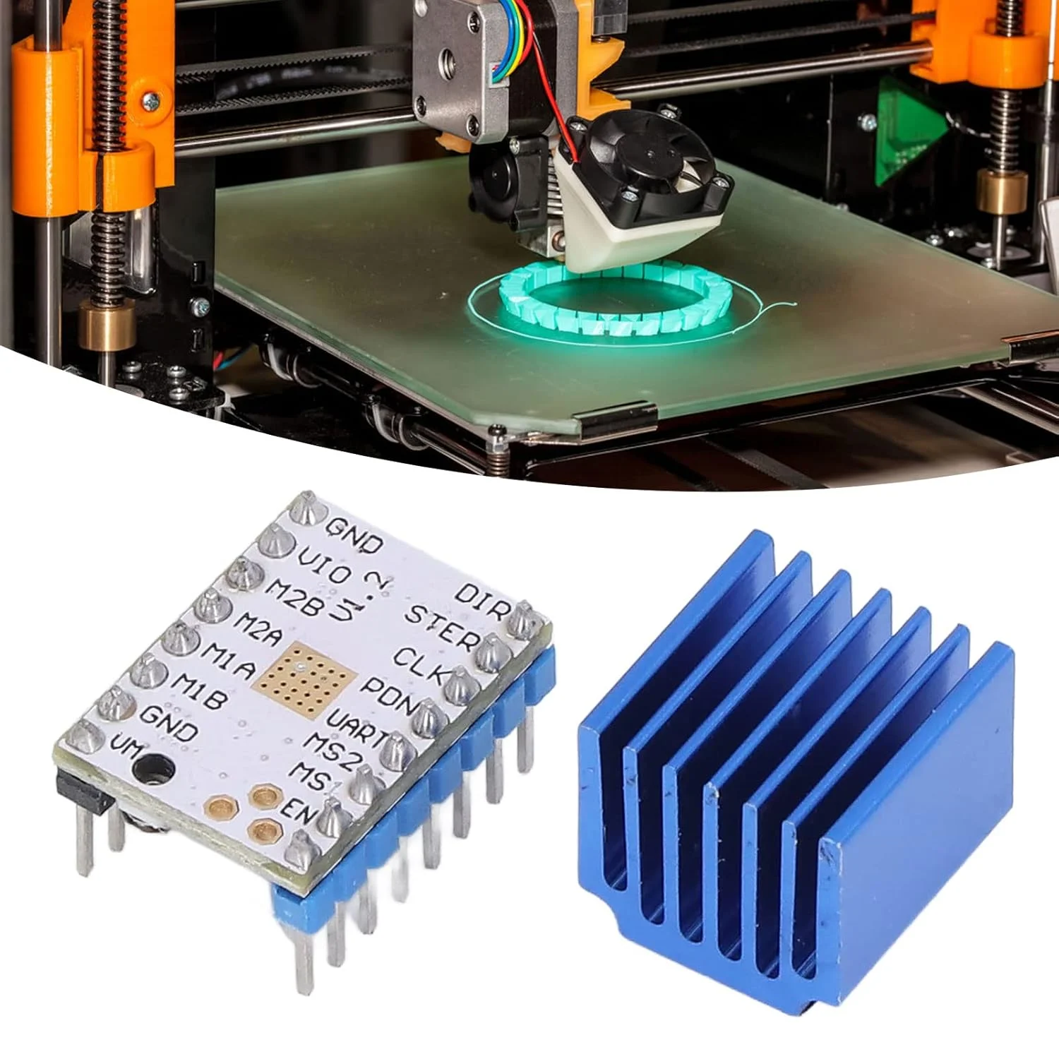 ماژول کنترلر درایور موتور پله ای TMC2208 V1.2، پلاستیکی با راندمان بالا 1.4 آمپر، برد درایور پرینتر سه بعدی برای پروژه های رباتیک CNC DIY
