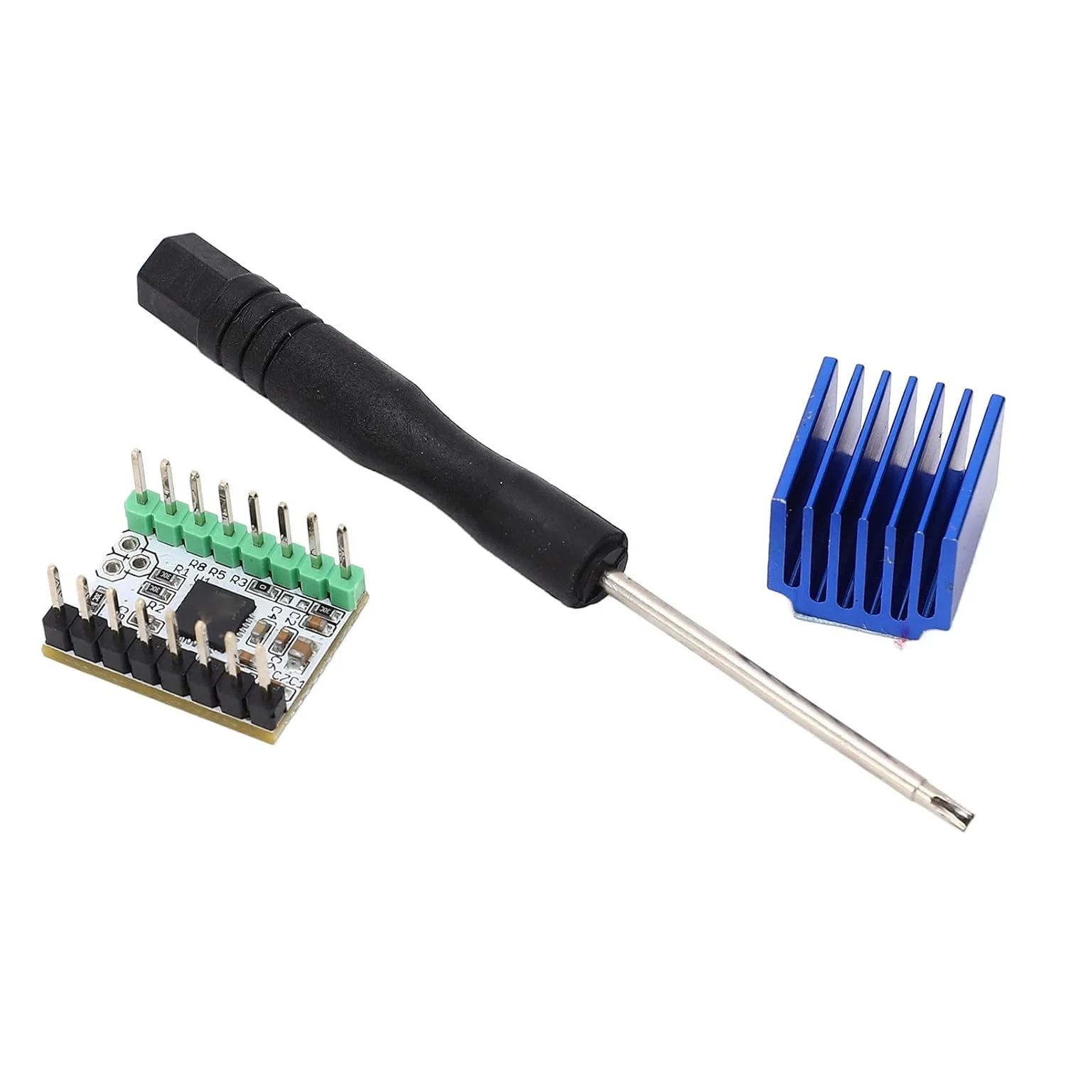 درایور موتور پله ای TMC2208 با هیت سینک برای پرینترهای سه بعدی، عملکرد بی صدا و سازگاری با حالت UART