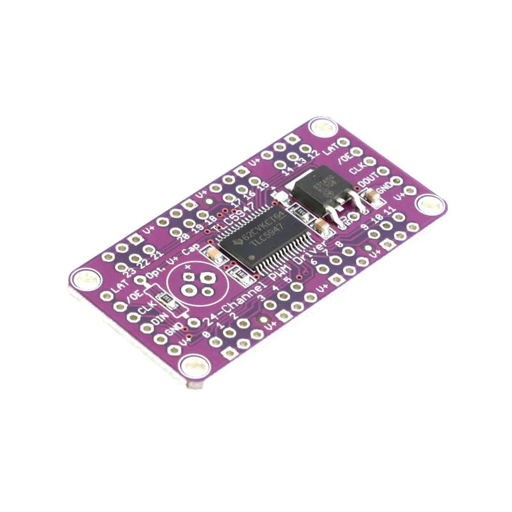 ماژول درایور ال ای دی PWM دوازده بیتی 24 کاناله TLC5947 با اوسیلاتور داخلی 12 بیتی 3-5.5 ولت مدل CJMCU- TLC5947