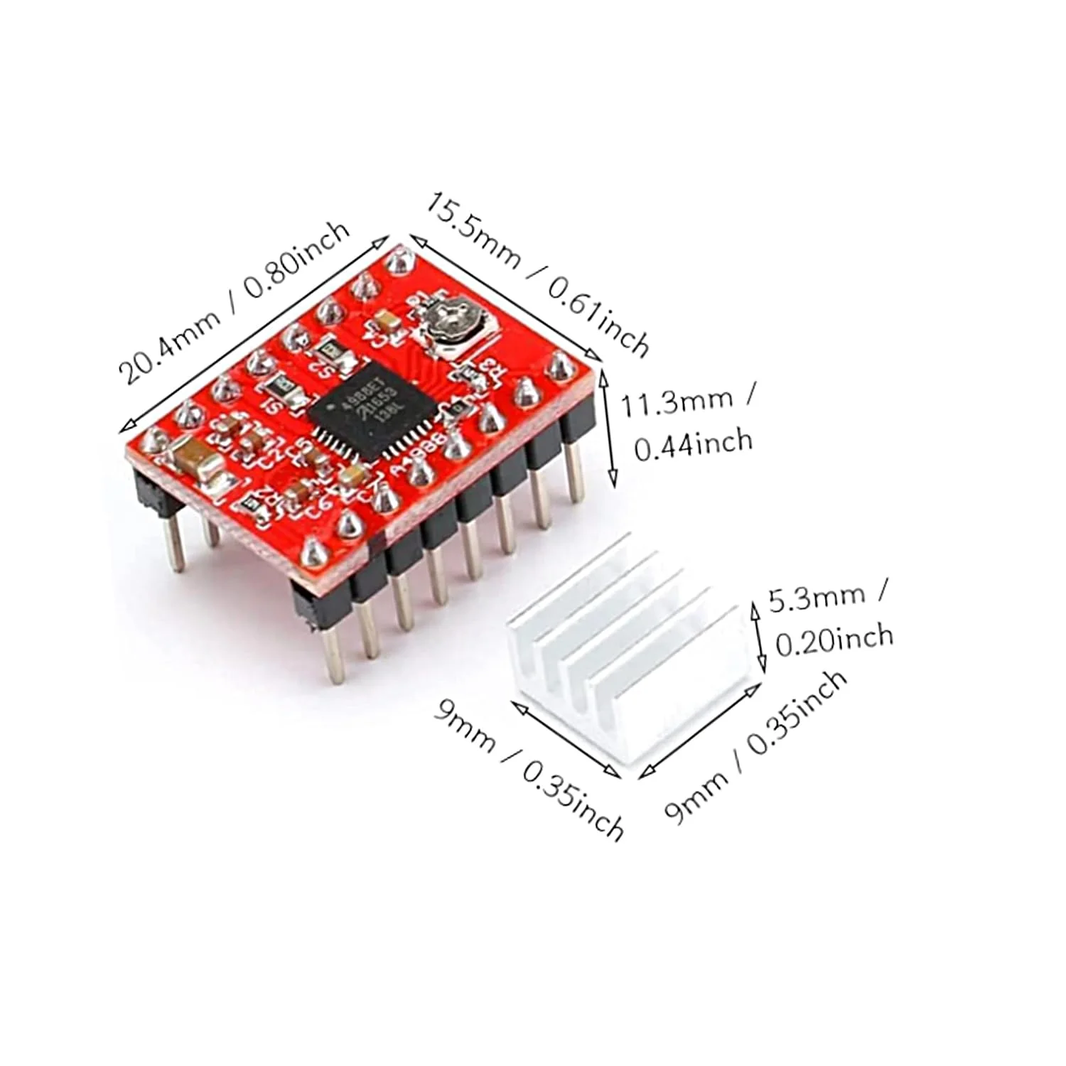 ماژول درایور موتور پله ای V TELESKY A4988 - مناسب پرینتر سه بعدی با 16 زیربخش (10 عدد) ماژول درایور موتور پله ای V TELESKY A4988 - مناسب پرینتر سه بعدی با 16 زیربخش (10 عدد)