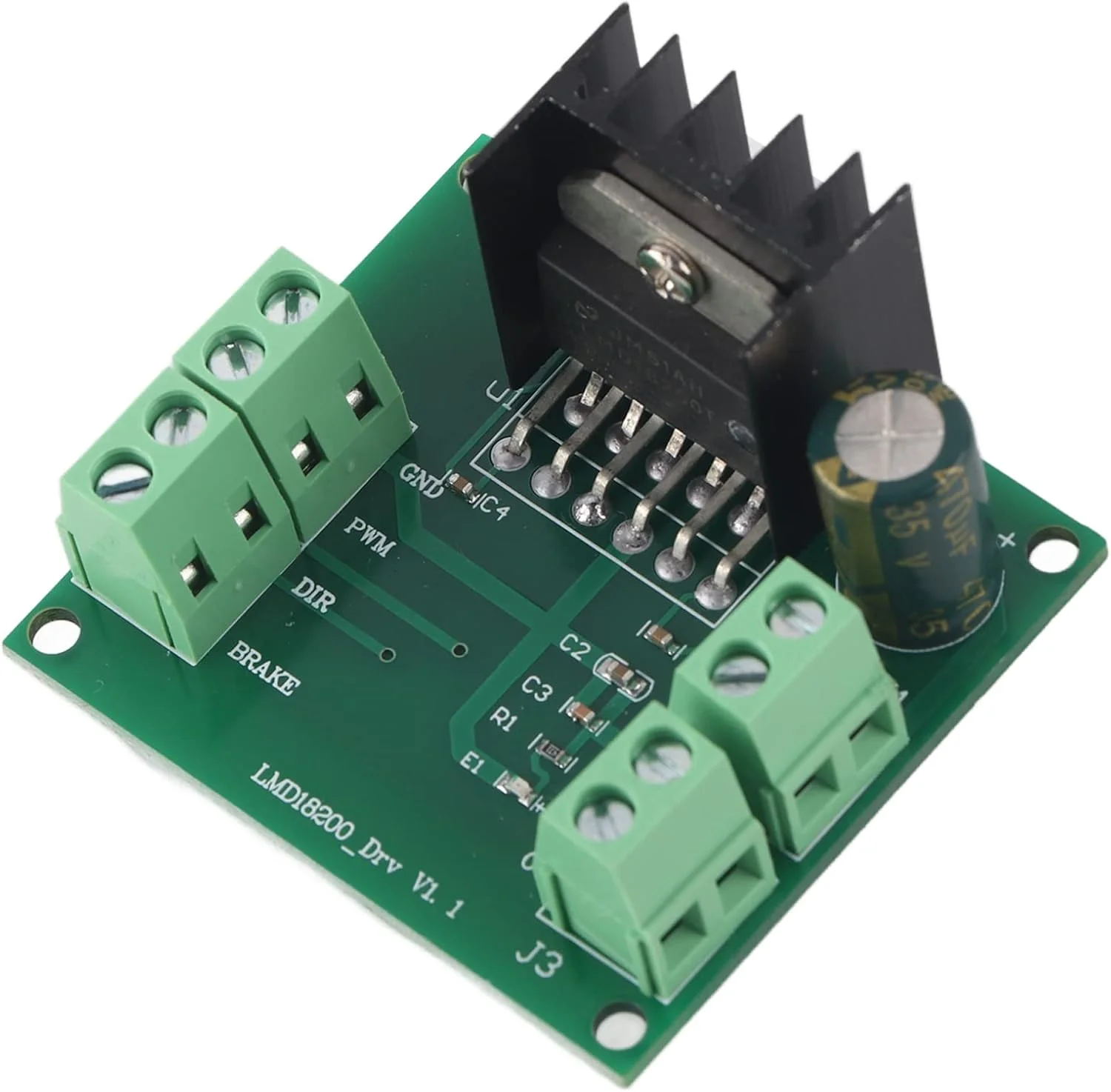 ماژول درایو موتور DC، برد کنترلر درایور موتور تنظیم سرعت PWM مدل LMD18200T با ولتاژ 4.5 تا 5.5 ولت برای پرینترها و ربات ها به همراه چراغ های نشانگر قدرت