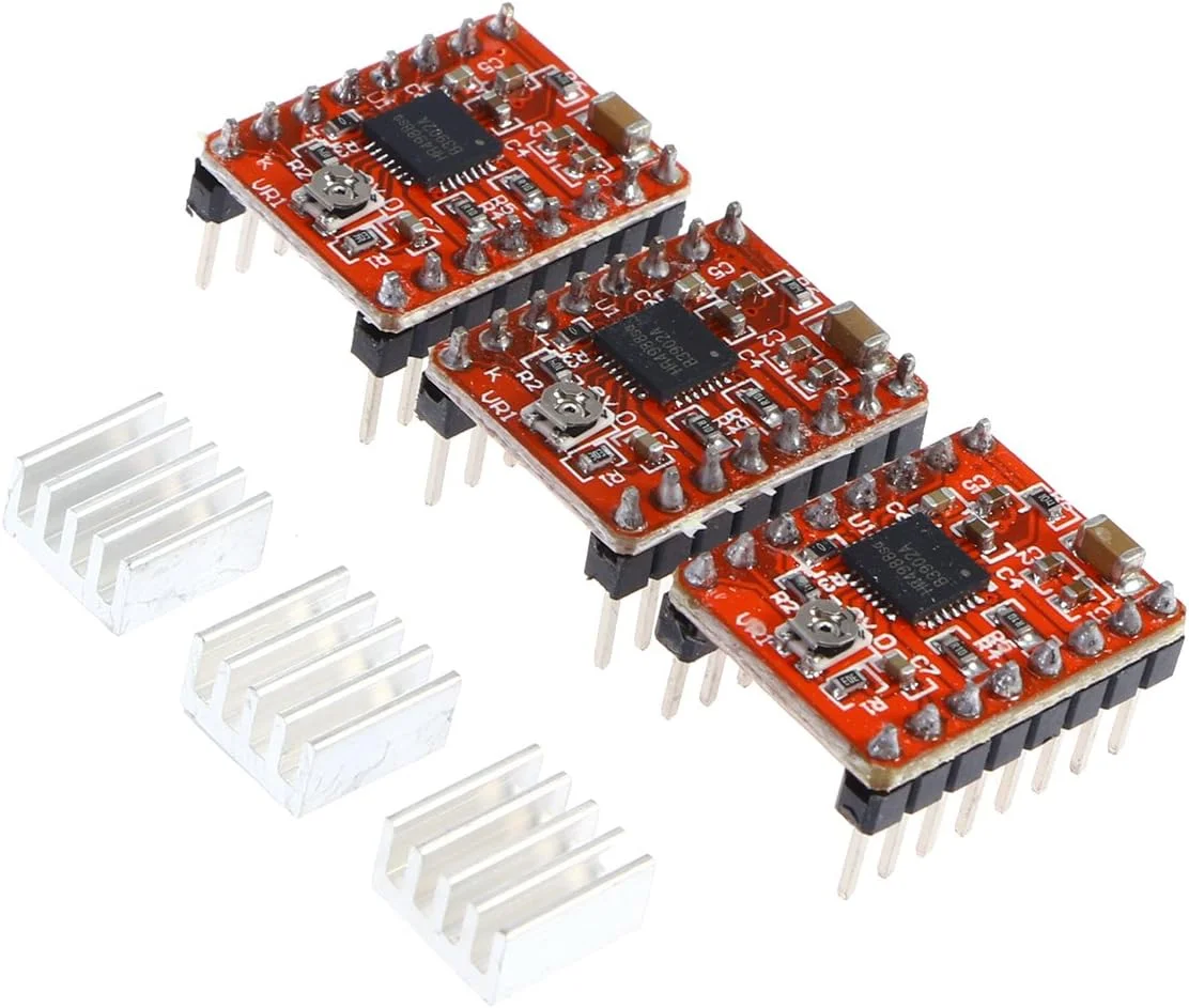 ماژول درایور موتور پله ای Stepstick A4988 با هیت سینک برای پرینتر سه بعدی Reprap و دستگاه حکاکی (قرمز)