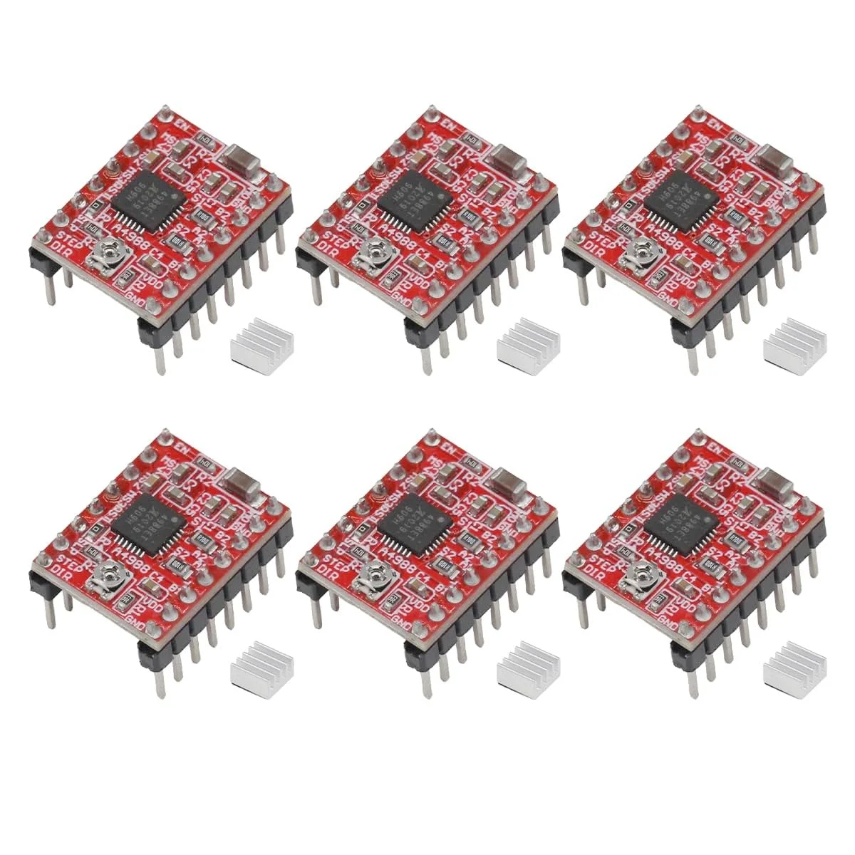 ماژول درایور موتور پله ای A4988 Stepstick به همراه هیت سینک برای پرینتر سه بعدی Reprap مناسب برای Mendel Huxley Arduino (6 عدد)