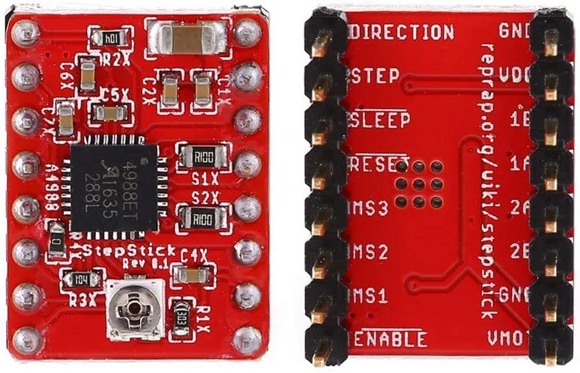 ماژول درایور موتور پله ای A4988، 5V-35V 2A برای پرینتر سه بعدی با کنترل برش ماژول درایور موتور پله ای A4988، 5V-35V 2A برای پرینتر سه بعدی با کنترل برش
