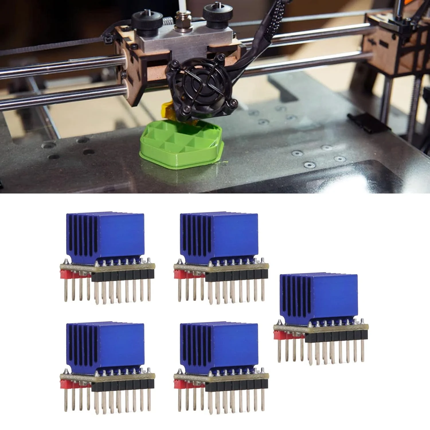 درایور موتور پله ای، ماژول درایور TMC2209 V2.0، 5 ست، ماژول درایور موتور پله ای فوق العاده بی صدا 2.5 آمپر Uart Nema17، برد درایور موتور پله ای قدرتمند قطعات پرینتر سه بعدی