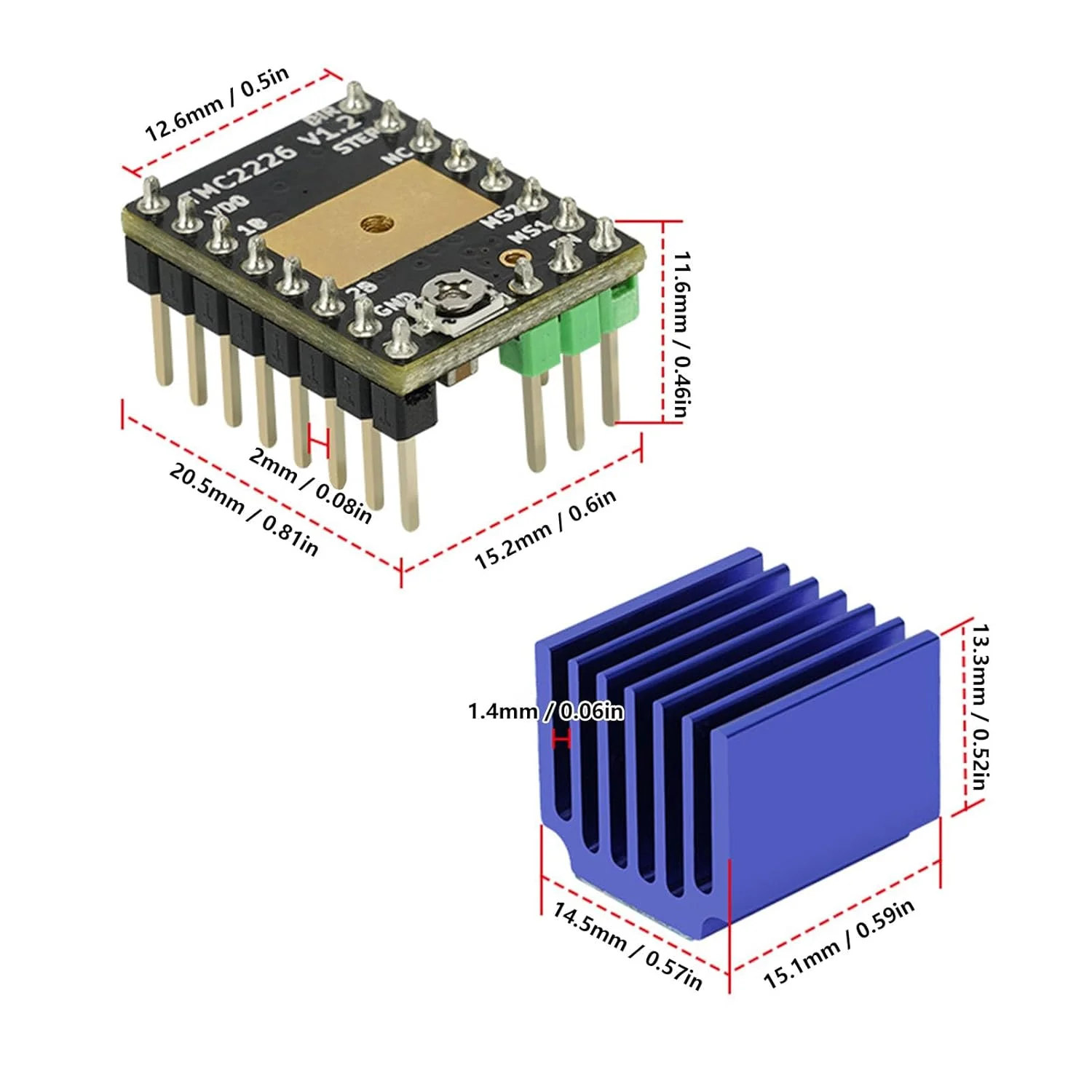 ماژول درایور موتور پله ای TMC2226 فوق العاده بی صدا، برد درایو کنترلر پرینتر سه بعدی، لوازم جانبی مادربرد