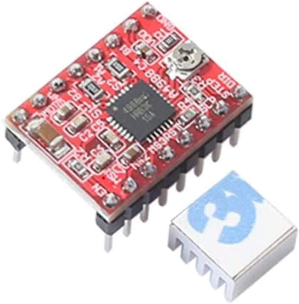 5 عدد درایور موتور پله ای A4988، برد ماژول StepStick قرمز رنگ با هیت سینک آلومینیومی سازگار با رمپ 1.4 پرینتر سه بعدی Reprap، دستگاه CNC یا رباتیک