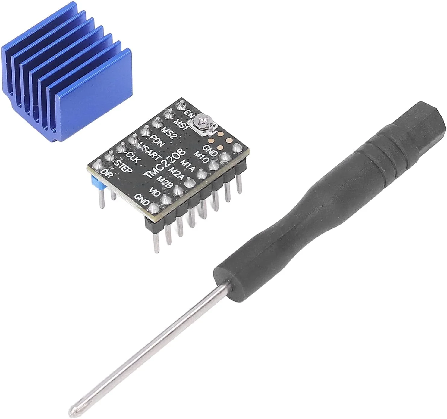 ماژول درایور موتور پله ای تراشه درایور TMC2208 V2.0 برای کنترل فوق العاده بی صدای موتور چاپگر سه بعدی، جریان درایو مداوم 1.4 آمپر، برای بازار چاپ سه بعدی، آلیاژ آلومینیوم و PCB