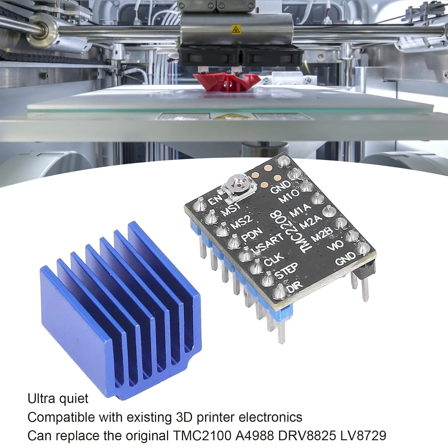 ماژول درایور موتور پله ای، تراشه درایور موتور پله ای دو فاز، استفاده مستقیم از کانکتور قابل انباشت، 1.4 آمپر 2 آمپر 4.75 ولت 36 ولت 256 زیربخش مناسب برای Tmc2100 A4988 Drv8825 Lv8729