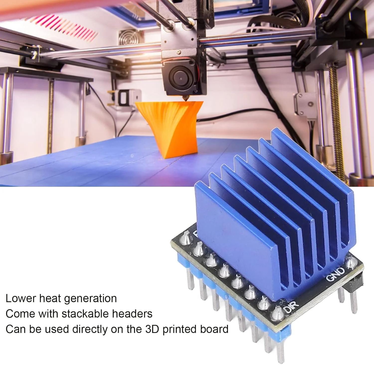 ماژول درایور موتور پله ای، تراشه درایور موتور پله ای دو فاز، استفاده مستقیم از کانکتور قابل انباشت، 1.4 آمپر 2 آمپر 4.75 ولت 36 ولت 256 زیربخش مناسب برای Tmc2100 A4988 Drv8825 Lv8729