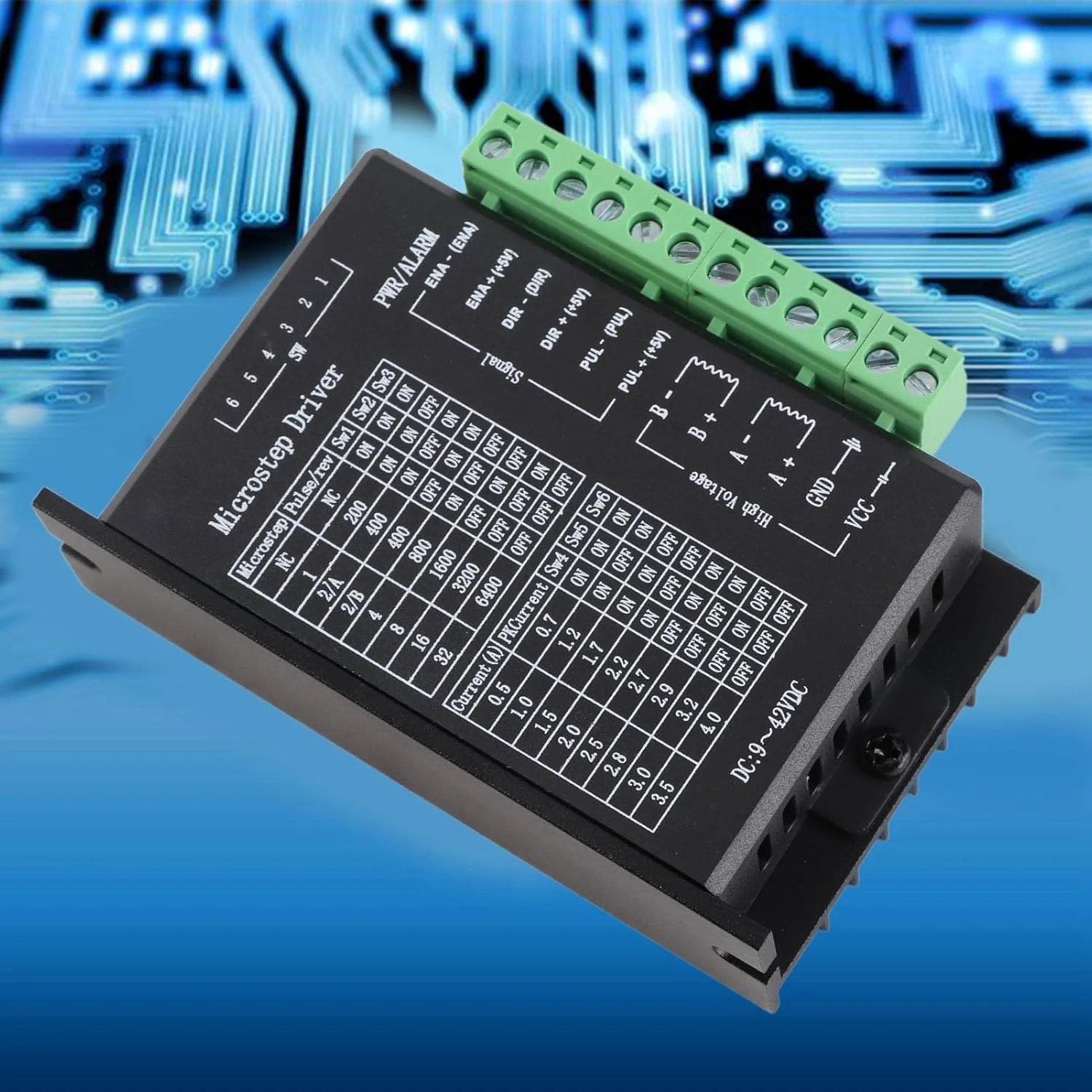 درایور موتور پله ای TB6600 با ایزولاسیون نوری سرعت بالا NEMA 17 23 34 آلومینیومی 4 آمپر 42 ولت DC برای CNC Router و پرینتر سه بعدی