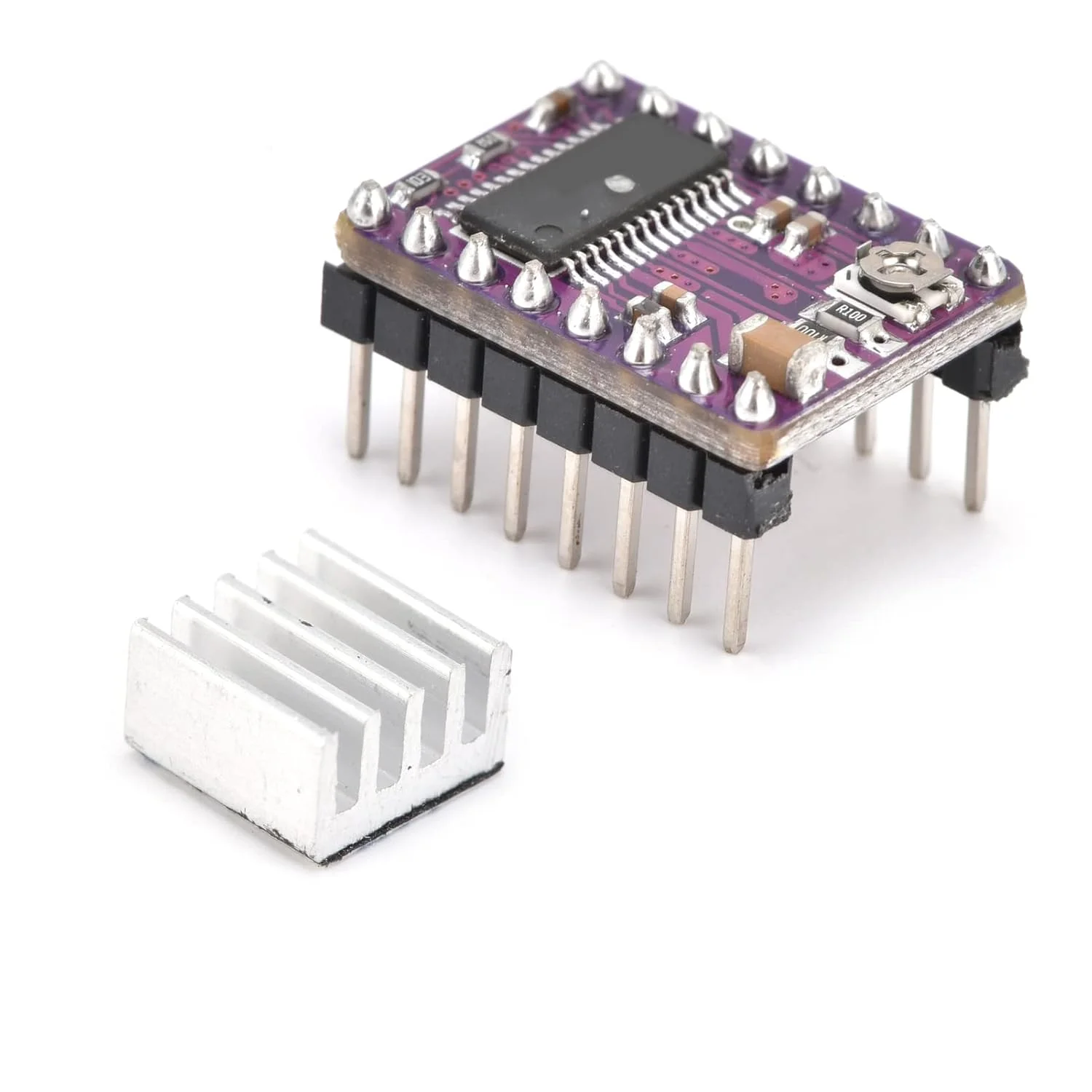 ماژول درایور موتور پله ای با هیت سینک برای پرینتر سه بعدی Reprap CNC یا رباتیک DRV8825 DC 8.2-45 ولت