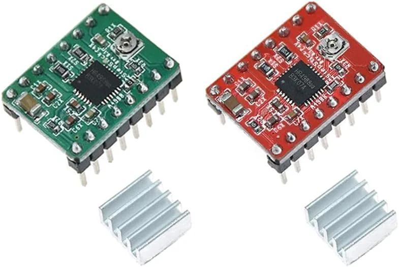 ۵ عدد درایور استپر A4988 به همراه هیت سینک برای قطعات پرینتر سه بعدی Reprap - درایور موتور - - (ولتاژ: سبز)