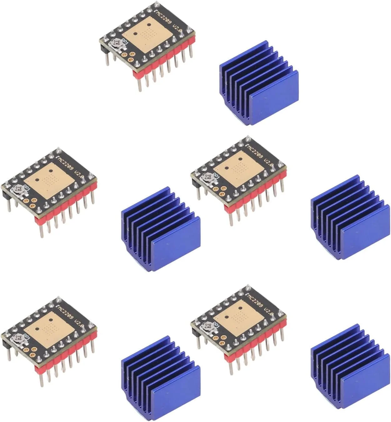 مجموعه 5 عددی درایور موتور پله ای 2.5 آمپر Uart فوق العاده بی صدا TMC2209 V2.0 ماژول درایور موتور پله ای Nema17