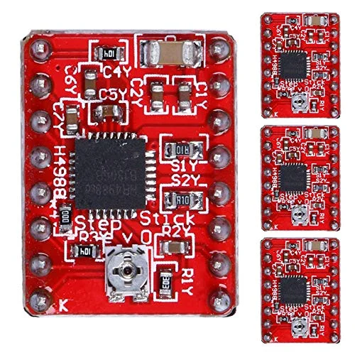 ماژول درایور موتور پله ای A4988 مناسب پرینتر سه بعدی Polulu StepStick RepRap به همراه 4 عدد رادیاتور - بسته 4 عددی