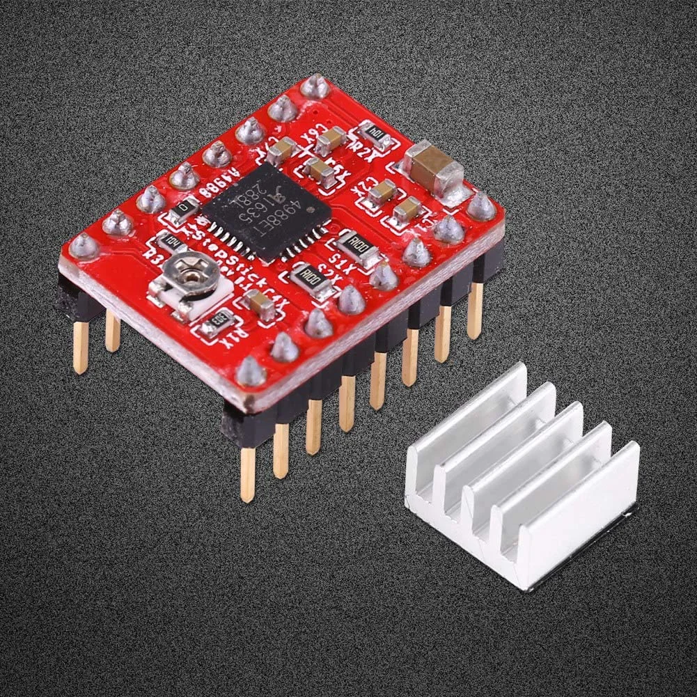 ماژول درایور موتور پله ای A4988 به همراه هیت سینک برای پرینتر سه بعدی Reprap، دستگاه CNC یا رباتیک