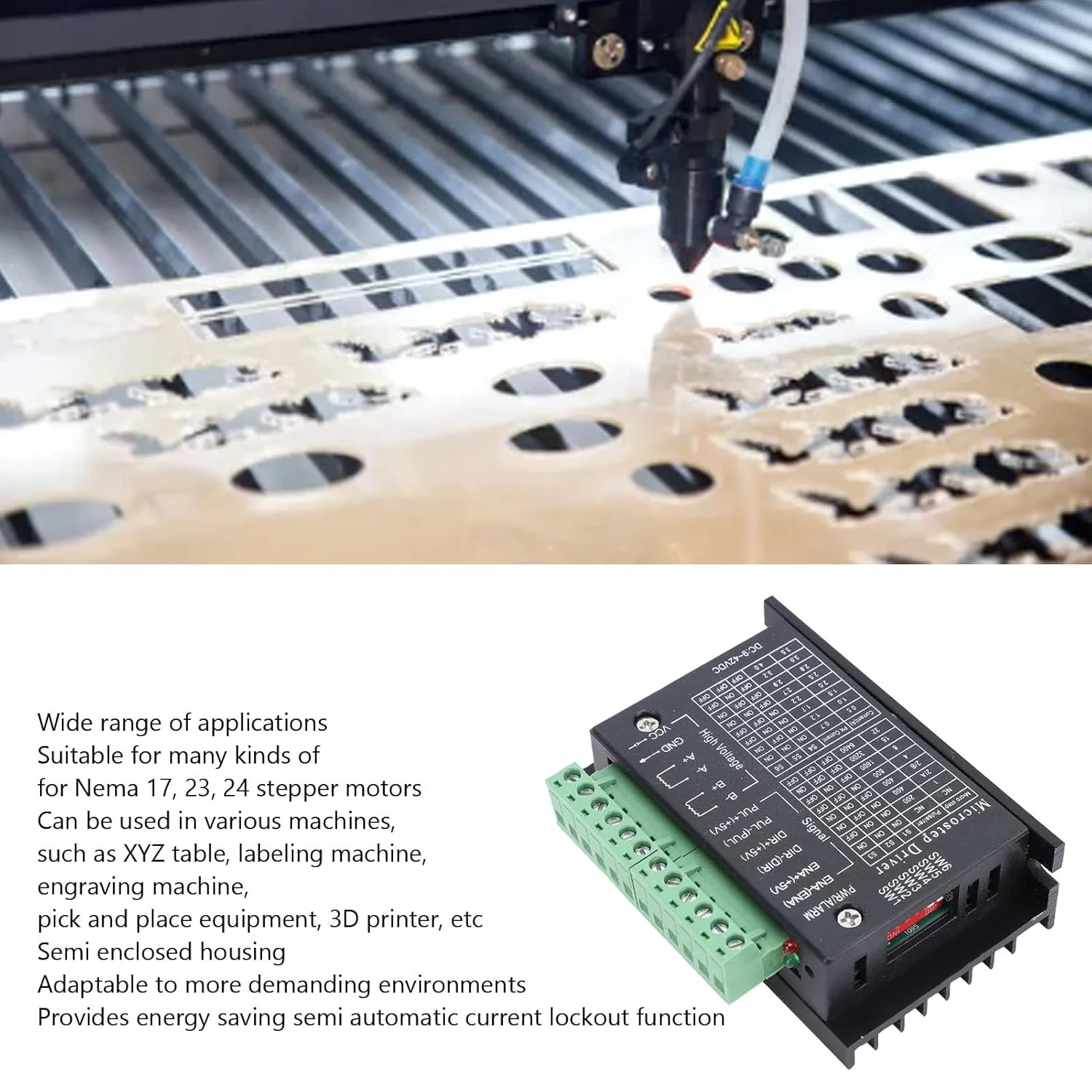 درایور موتور پله ای TB6600، درایور پله ای دیجیتال CNC برای Nema 17، 23، 24 42 57 86، 2 فاز 4 فاز 4 آمپر 9-42 ولت DC برای میز کار XYZ، دستگاه برچسب زنی، پرینتر سه بعدی