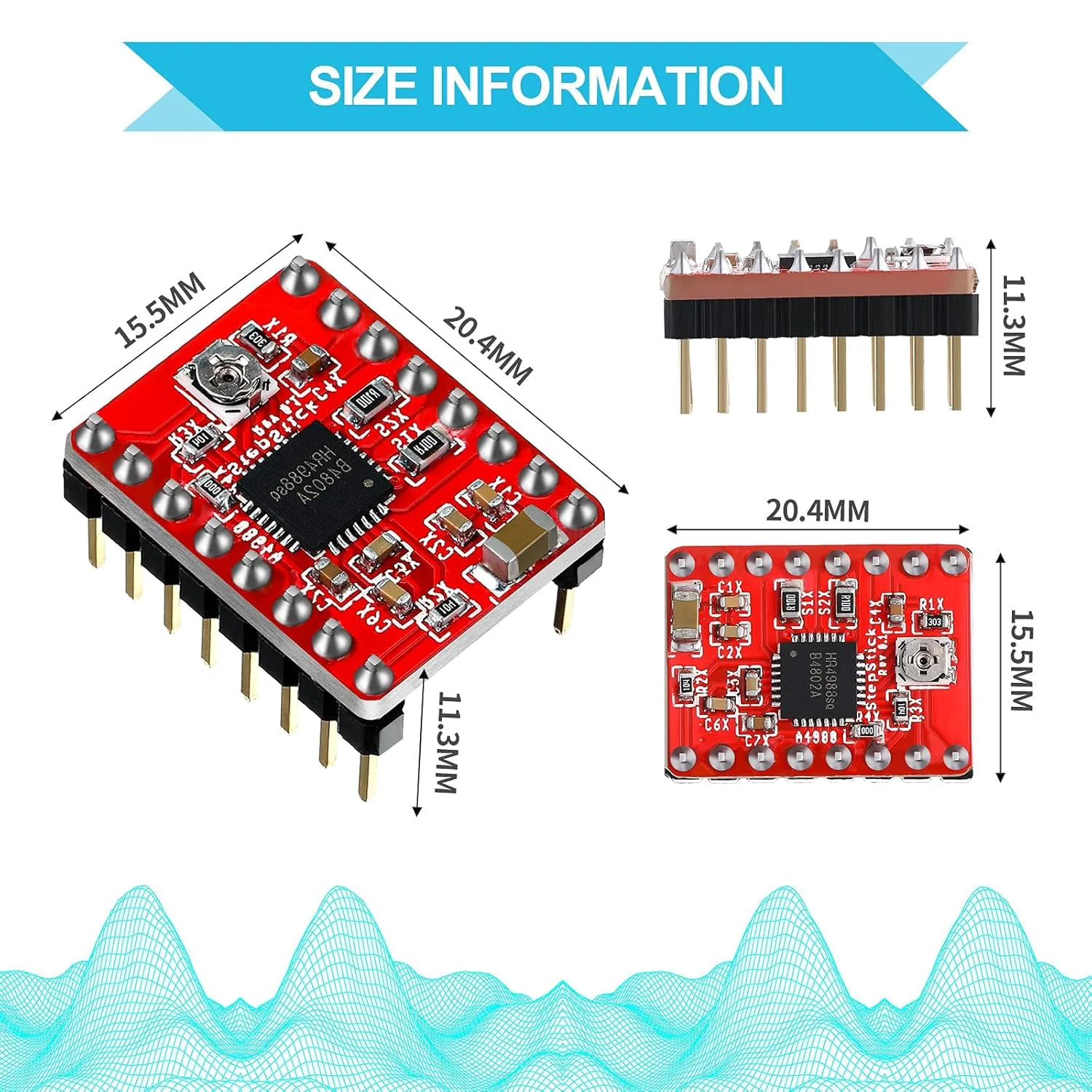 ماژول درایور موتور پله ای فوتک 10 عددی به همراه هیت سینک سازگار با استپ استیک استپر A4988 پرینتر سه بعدی رپ رپ، دستگاه CNC یا رباتیک