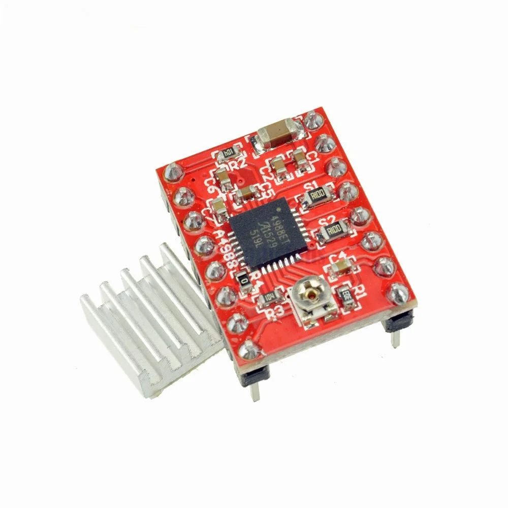 ۵ عدد درایور استپر Reprap A4988، ماژول برد درایور موتور پله ای برای قطعات جانبی پرینتر سه بعدی آردوینو به همراه هیت سینک قرمز