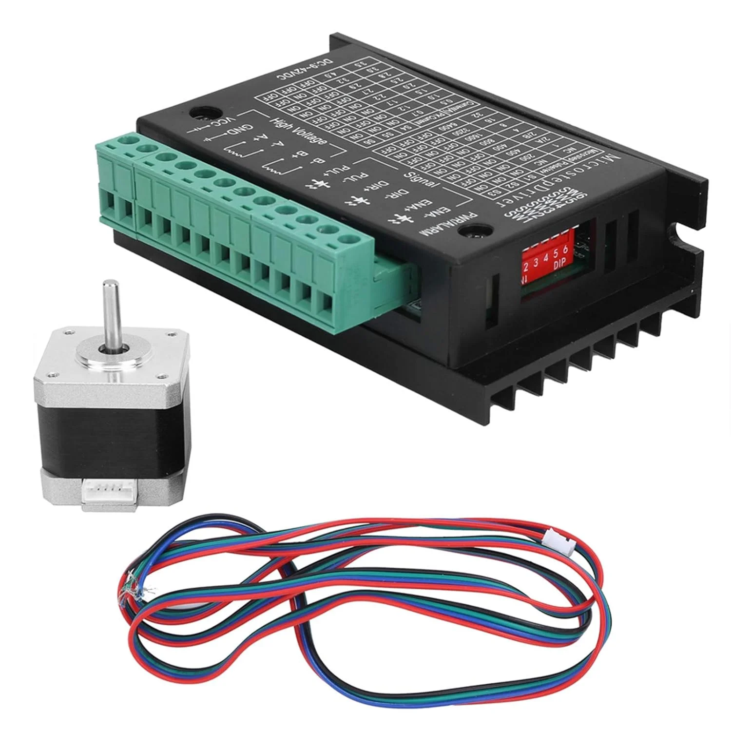 درایور موتور پله ای 42 برای پرینتر سه بعدی، موتور پله ای 0.4N.M 17HS4401S + کنترلر درایور موتور پله ای TB6600 4A + مجموعه ماژول قطعات الکترونیکی سیم موتور