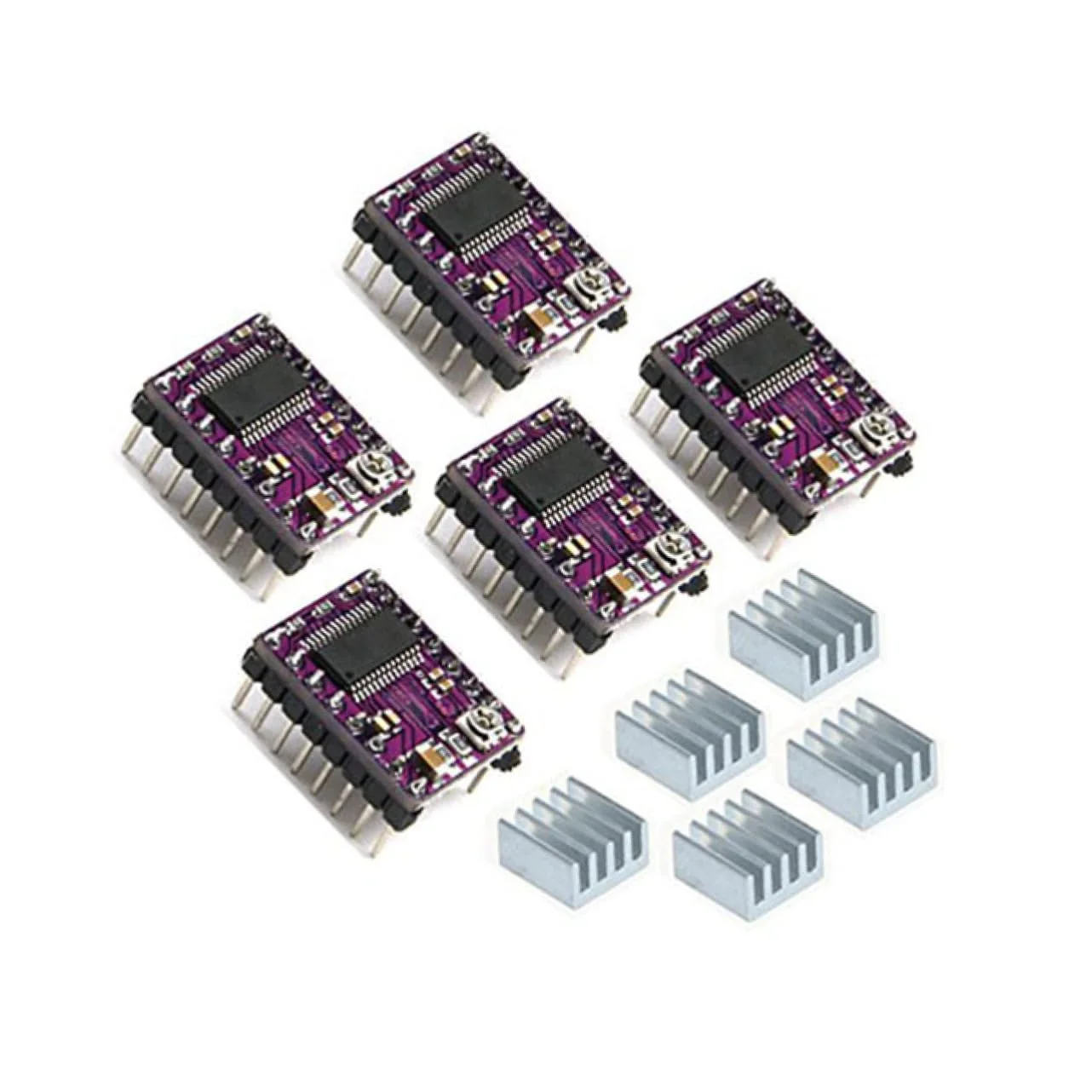 ماژول درایور استپر پرینتر سه بعدی سازگار با Reprap، برد مدار چاپی 4 لایه، هیت سینک، 5 عدد