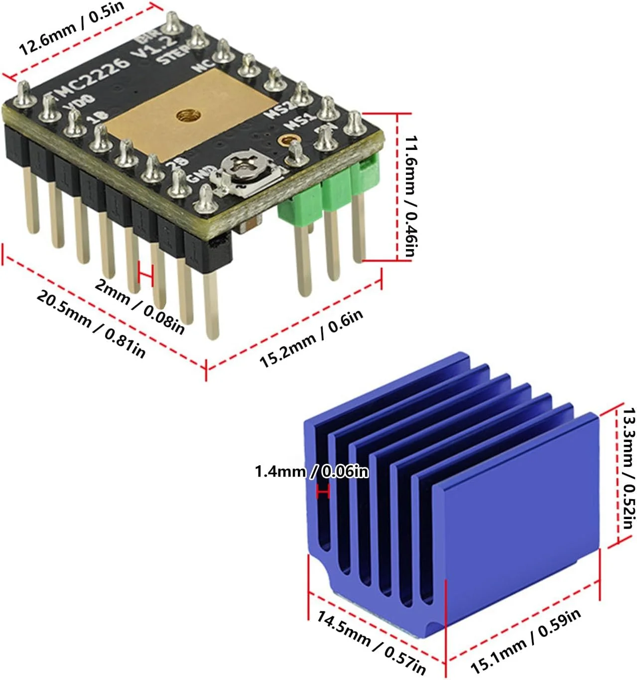 ماژول درایور موتور پله ای پرینتر سه بعدی MKS TMC2226 فوق العاده بی صدا با Stallguard4 و کنترل سینوسی ماژول درایور موتور پله ای پرینتر سه بعدی MKS TMC2226 فوق العاده بی صدا با Stallguard4 و کنترل سینوسی