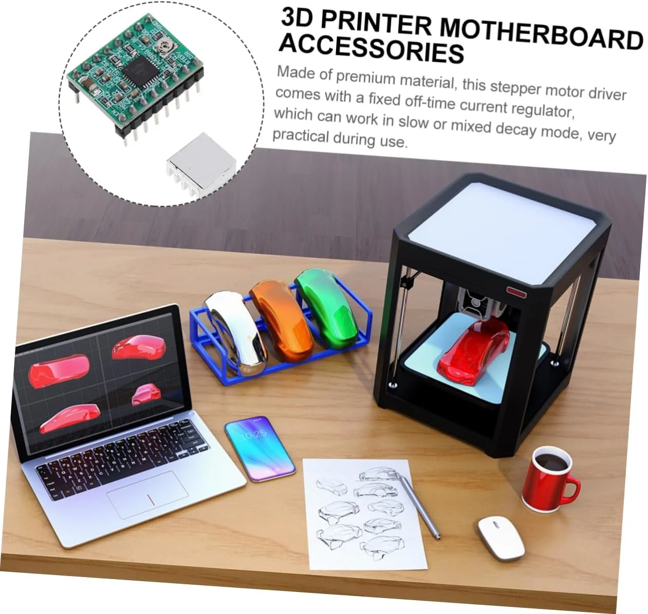 برد درایور موتور پله ای برای مونتاژ موتور پله ای پرینتر، ماژول کنترل بی صدا، 4 عددی برد درایور موتور پله ای برای مونتاژ موتور پله ای پرینتر، ماژول کنترل بی صدا، 4 عددی